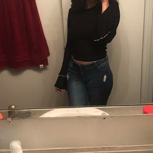 Ribbed bell sleeve top